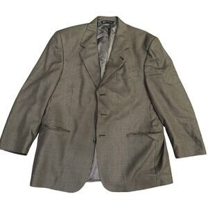 Jack Victor Montreal Mens Blazer 42? Beige Plaid Wool Silk Sport Coat Jacket